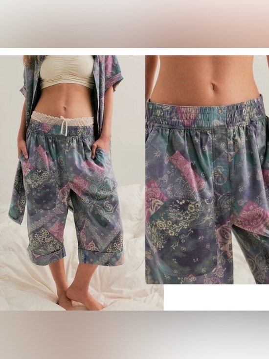 Free People Pants - Free People Intimately Bedside Babe Bermuda Shorts Printed Cotton Paisley XS